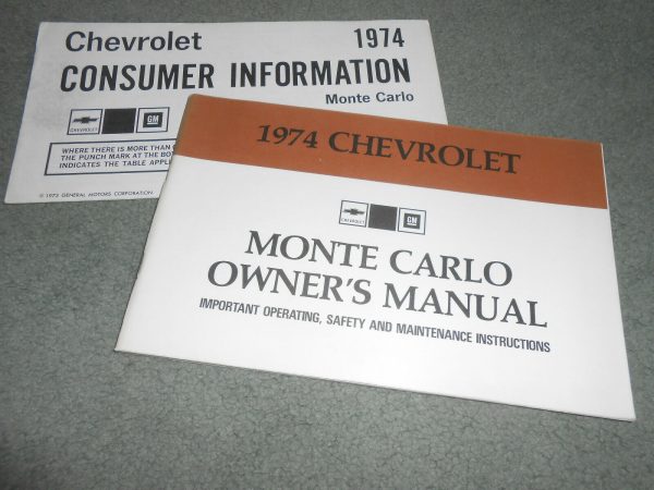 1974 Chevrolet Monte Carlo Owner's Manual Set