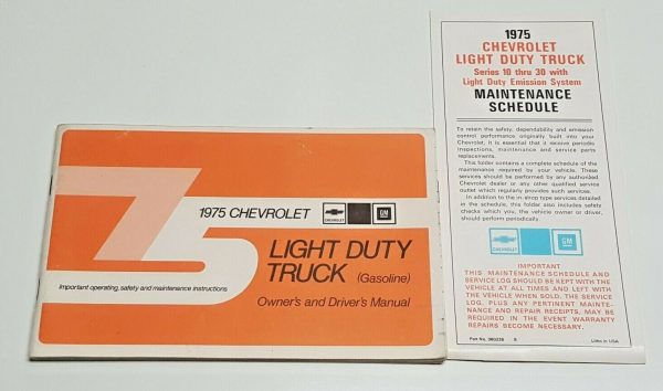 1975 Chevrolet Light Duty Truck Owner's Manual Set