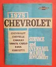 1975 Chevrolet Camaro Service Manual Supplement