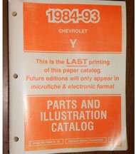 1988 Chevrolet Corvette Parts Catalog Manual