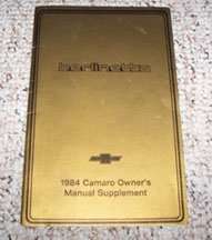 1984 Chevrolet Camaro Berlinetta Owner's Manual Supplement