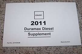2011 Chevrolet Silverado Duramax Diesel Owner's Manual Supplement