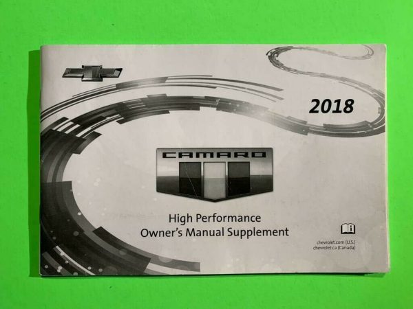 2018 Chevrolet Camaro High Performance Owner's Manual Supplement